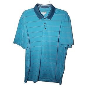 Chase 54 Polo Shirt‎ Large L Blue Black Striped Stretch Golfer Casual Men's